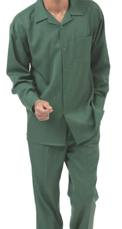 Men's 2 Piece Long Sleeve Walking Suit In Hunter Green