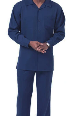 Men's 2 Piece Long Sleeve Walking Suit In Navy