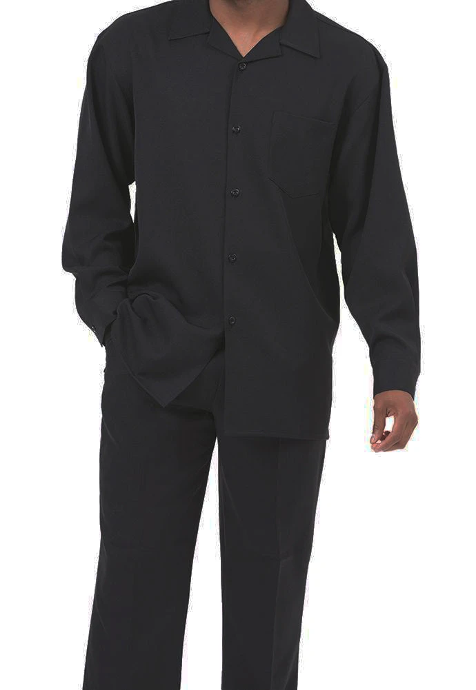 Men's 2 Piece Long Sleeve Walking Suit In Black 3 Men's 2 Piece Long Sleeve Walking Suit In Black