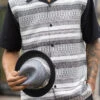 Black 2 Piece Short Sleeve Men's Summer Walking Suit Horizontal Stripe Pattern -Shirts Sales Store 2209 black 1024x1024 2x d6b33079 a6e9 4bd1 88ee 6e643f291537