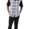 Black Plaid Walking Suit 2 Piece Short Sleeve Set -Shirts Sales Store 2302Black 1