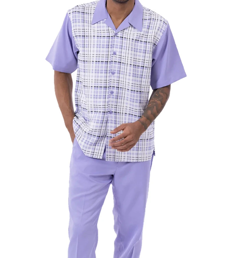 Lavender Plaid Walking Suit 2 Piece Short Sleeve Set 3 Lavender Plaid Walking Suit 2 Piece Short Sleeve Set