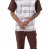 Brown Plaid Walking Suit 2 Piece Short Sleeve Set 2 Brown Plaid Walking Suit 2 Piece Short Sleeve Set -Shirts Sales Store 2304 brown2