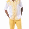 Canary Yellow Design Walking Suit 2 Piece Short Sleeve Set