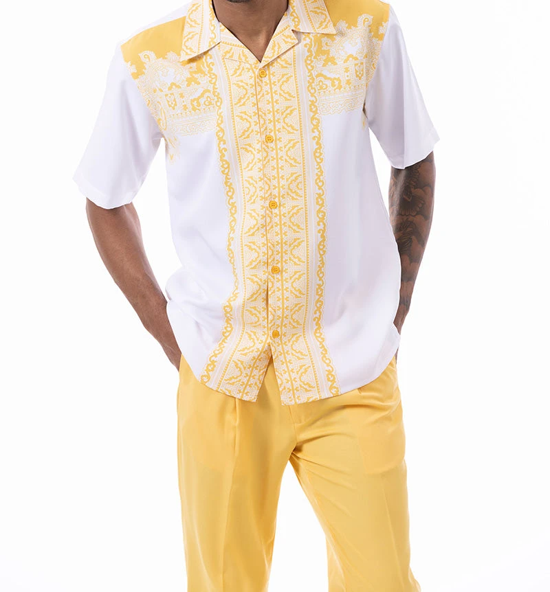 Canary Yellow Design Walking Suit 2 Piece Short Sleeve Set 3 Canary Yellow Design Walking Suit 2 Piece Short Sleeve Set