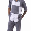 (XL/38) Gray Color Block Walking Suit 2 Piece Short Sleeve Set -Shirts Sales Store 2314 GRAY2 a5dc5eb3 23da 4917 b762 c66ba679e492