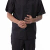 Black Weave Pattern Walking Suit 2 Piece Short Sleeve Set