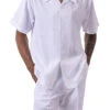 White Weave Pattern Walking Suit 2 Piece Short Sleeve Set -Shirts Sales Store 2315 WHITE