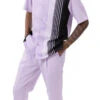 Lavender Vertical Stripe Design Walking Suit 2 Piece Short Sleeve Set 1 Lavender Vertical Stripe Design Walking Suit 2 Piece Short Sleeve Set -Shirts Sales Store 2322 LAVENDER