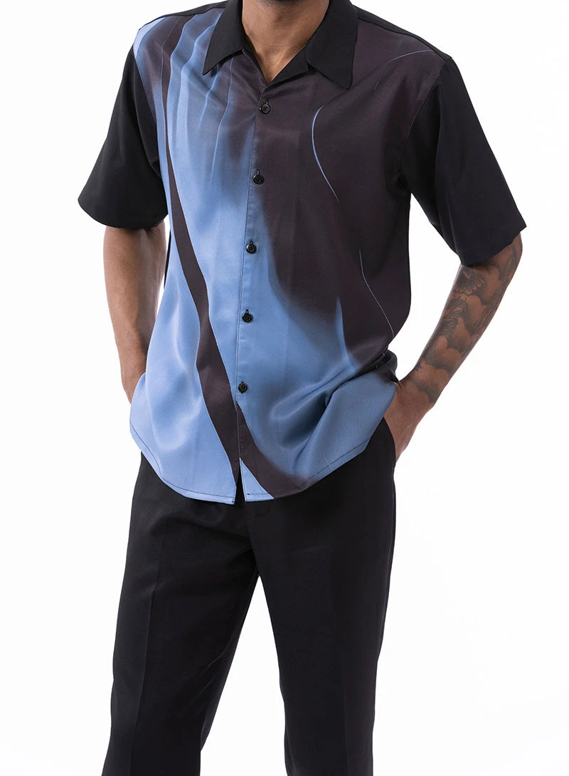 Carolina Blue Art Design Walking Suit 2 Piece Short Sleeve Set 3 Carolina Blue Art Design Walking Suit 2 Piece Short Sleeve Set