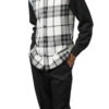 Black Plaid 2 Piece Long Sleeve Walking Suit Set -Shirts Sales Store 2355 5 black