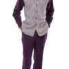 Plum Mini-Checkered 2 Piece Long Sleeve Walking Suit Set -Shirts Sales Store 2367Plum 1