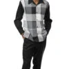 Black Tone-on-Tone Windowpane 2 Piece Long Sleeve Walking Suit Set -Shirts Sales Store 2370Black 1517 s