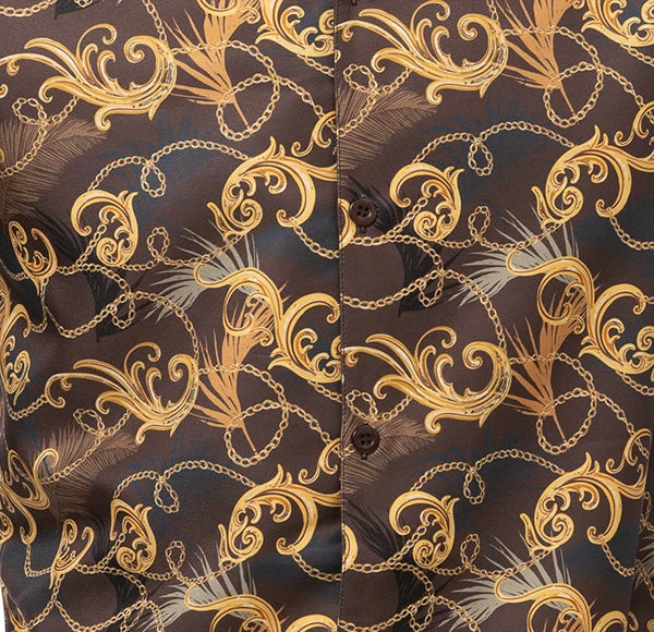 Chocolate Feather And Paisley Front Design 2 Piece Long Sleeve Walking Suit Set 4 Chocolate Feather And Paisley Front Design 2 Piece Long Sleeve Walking Suit Set - Image 2