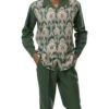 Emerald Front Print Design 2 Piece Long Sleeve Walking Suit Set -Shirts Sales Store 2377Emerald 1