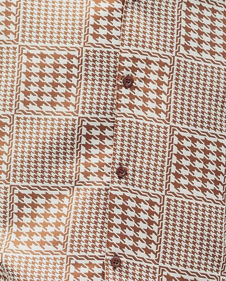 Cognac Square Patterned 2 Piece Long Sleeve Walking Suit Set 4 Cognac Square Patterned 2 Piece Long Sleeve Walking Suit Set - Image 2