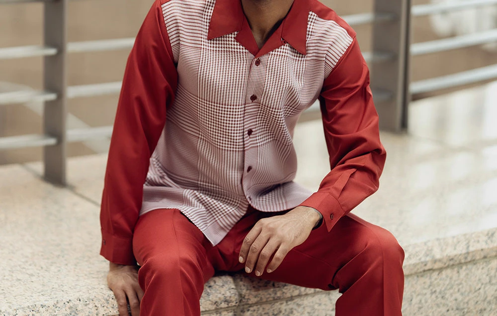 Wine Plaid Front 2 Piece Long Sleeve Walking Suit Set 3 Wine Plaid Front 2 Piece Long Sleeve Walking Suit Set