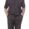 Men's 2 Piece Walking Suit Summer Short Sleeves In Black -Shirts Sales Store 696 Black