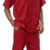 Men's 2 Piece Walking Suit Summer Short Sleeves In Cranberry -Shirts Sales Store 696 cranberry