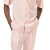 Men's 2 Piece Walking Suit Summer Short Sleeves In Peach