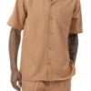 Men's 2 Piece Walking Suit Summer Short Sleeves In Tan -Shirts Sales Store 696 tan