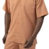 Men's 2 Piece Walking Suit Summer Short Sleeves In Apricot -Shirts Sales Store 696 apricot