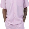 Men's 2 Piece Walking Suit Summer Short Sleeves In Pink -Shirts Sales Store 696 pink