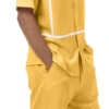 Gold Minimalist Line Design 2 Piece Short Sleeve Walking Suit With Shorts -Shirts Sales Store 72202Gold