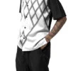 Black Criss Cross 2 Piece Short Sleeve Walking Suit With Shorts