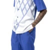 Royal Blue Criss Cross 2 Piece Short Sleeve Walking Suit With Shorts 1 Royal Blue Criss Cross 2 Piece Short Sleeve Walking Suit With Shorts -Shirts Sales Store 72206royal