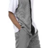 Black Houndstooth 2 Piece Short Sleeve Walking Suit Set With Shorts -Shirts Sales Store 72211 BLACK