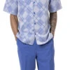 Royal Blue 2 Piece Short Sleeve Walking Suit Argyle Pattern With Shorts -Shirts Sales Store 72216royal s