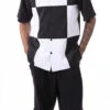 Black Color Block Walking Suit 2 Piece Short Sleeve Set With Shorts -Shirts Sales Store 72314 BLACK