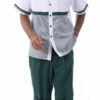 Emerald Green Houndstooth Color Block Walking Suit 2 Piece Short Sleeve Set With Shorts -Shirts Sales Store 72318 Emerald