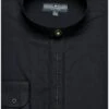 Men's Banded Collar Embroidered Shirt In Black/Black -Shirts Sales Store BLACKBLACK