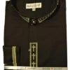 Men's Banded Collar Embroidered Shirt In Black/Gold -Shirts Sales Store DS2005C bk gold