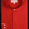Basic Banded Collar Dress Shirt In Red 2 Basic Banded Collar Dress Shirt In Red -Shirts Sales Store DS3001C RED