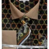 French Cuff Printed Cotton Shirt In Black/Taupe With Tie, Cuff Links And Handkerchief -Shirts Sales Store DS3784P2 BLK BROWN