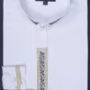 Basic Banded Collar Dress Shirt With Embroidery In White 1 Basic Banded Collar Dress Shirt With Embroidery In White -Shirts Sales Store DS 3111C WHITE
