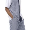 Navy Houndstooth 2 Piece Short Sleeve Walking Suit Set With Shorts