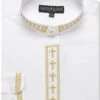 Men's Banded Collar Embroidered Shirt In White/Gold -Shirts Sales Store WHITEGOLD