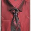 French Cuff Regular Fit Shirt In Burgundy With Tie, Cuff Links, And Handkerchief -Shirts Sales Store dn82m burgundy