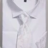 French Cuff Regular Fit Shirt In White With Tie, Cuff Links And Handkerchief -Shirts Sales Store dn82m white