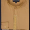 Basic Banded Collar Dress Shirt Wave Print In Honey/Gold -Shirts Sales Store ds3113c 5 honeygold