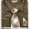 French Cuff Regular Fit Shirt Set Bold Stripe Black/Mustard With Tie, Cuff Links And Hanky 2 French Cuff Regular Fit Shirt Set Bold Stripe Black/Mustard With Tie, Cuff Links And Hanky -Shirts Sales Store ds3793p2 bk mustard