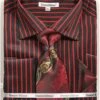 French Cuff Regular Fit Shirt Set Bold Stripe Black/Red With Tie, Cuff Links And Hanky -Shirts Sales Store ds3793p2 black red