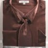 Brown Metallic Velvet Dress Shirt Set French Cuff 1 Brown Metallic Velvet Dress Shirt Set French Cuff -Shirts Sales Store ds3808p2 brown