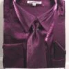 Purple Metallic Velvet Dress Shirt Set French Cuff -Shirts Sales Store ds3808p2 purple